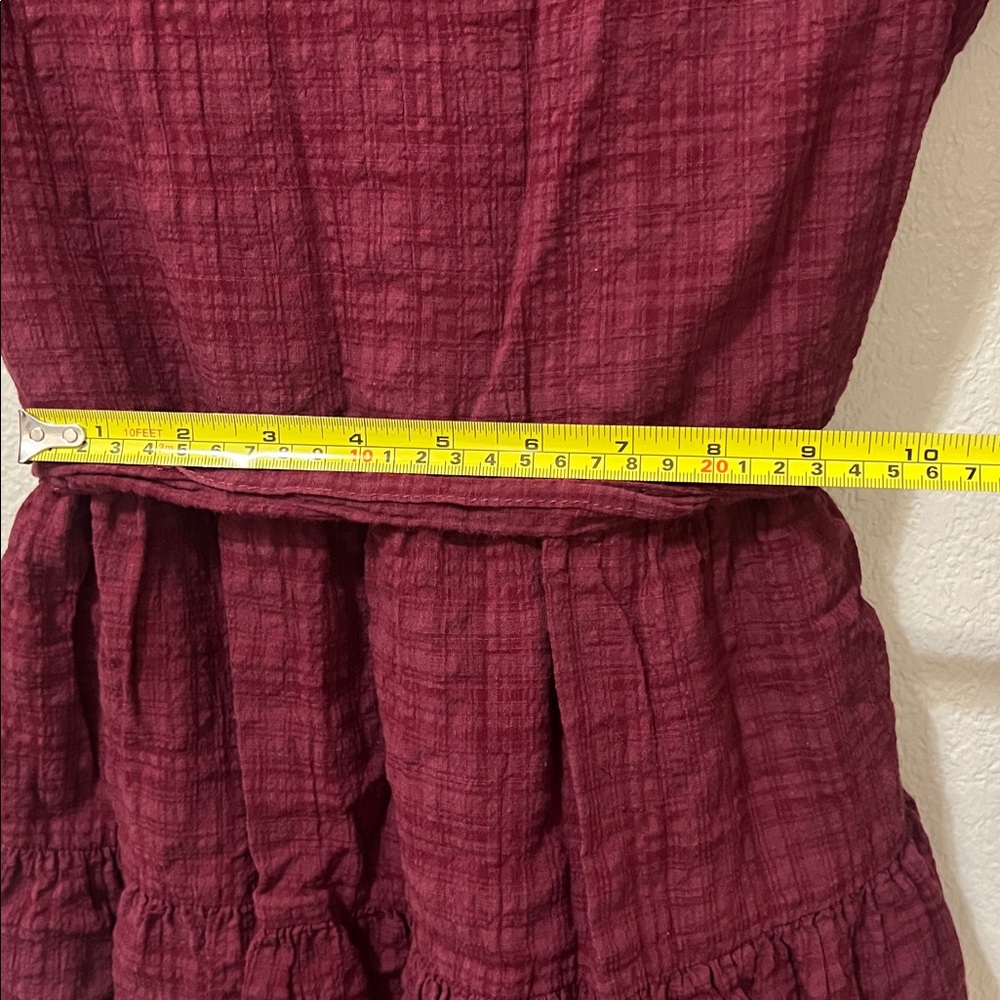 LULUS Autumn Adoration Wine Red Plaid Long Sleeve Dress With Pockets Size Small - Picture 6 of 10